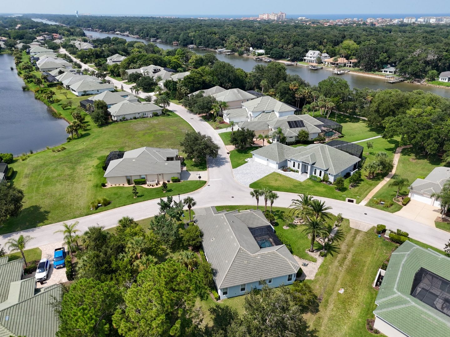 Aerial view of the Tidelands neighborhood on the Intracoastal